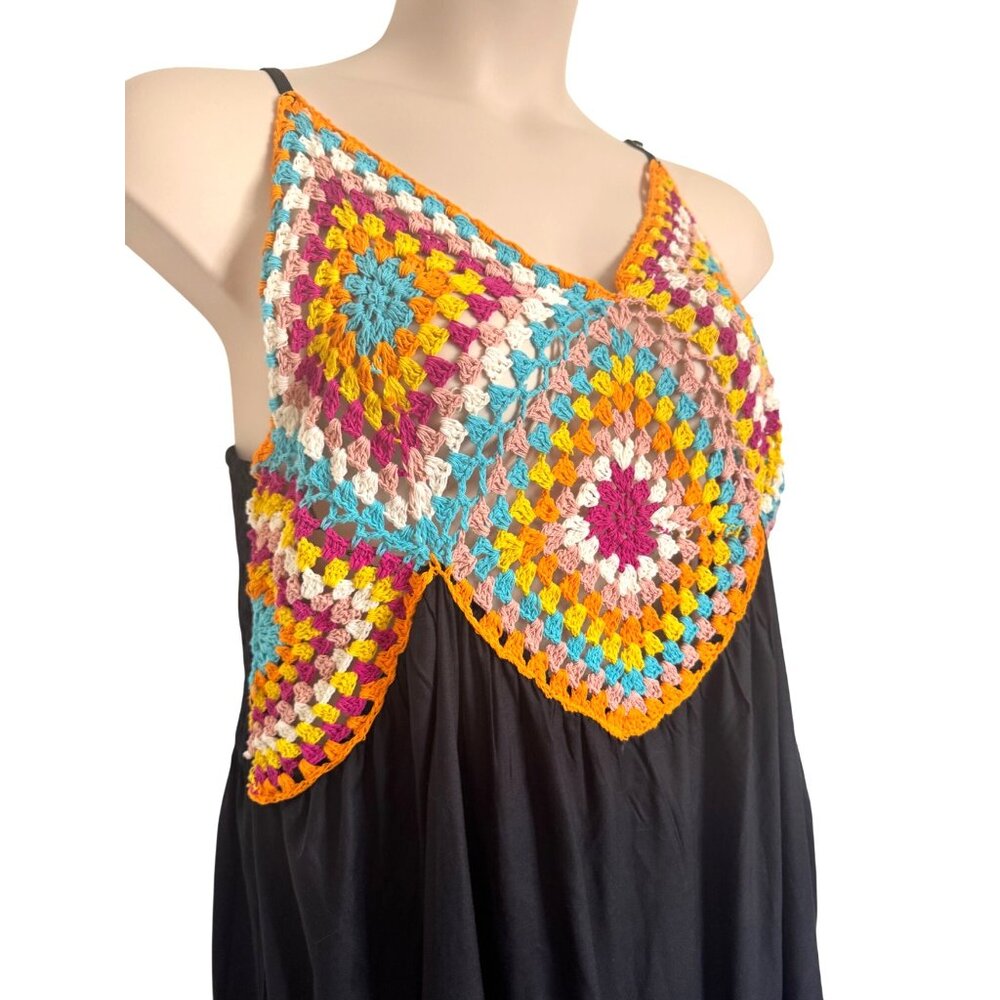 Raviya Crochet Swim Cover Up Size 0X Sundress Smocked Stretch Adjustable Straps - Picture 2 of 14